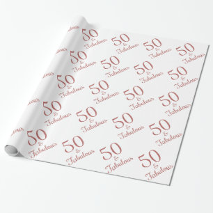 50 & Fabulous Verjaardag Roze Goud Glitter Cadeaupapier