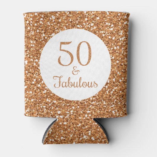 50 & Fabulous Verjaardag Sparkly Gouden Glitter Blikjeskoeler (Voorkant)