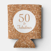 50 & Fabulous Verjaardag Sparkly Gouden Glitter Blikjeskoeler (Achterkant)