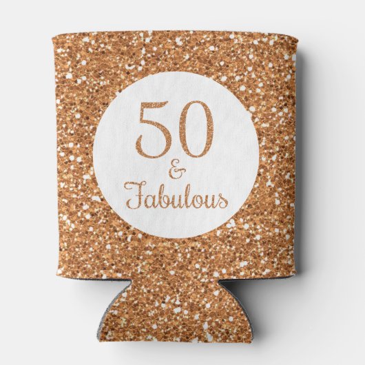 50 & Fabulous Verjaardag Sparkly Gouden Glitter Blikjeskoeler (Achterkant)