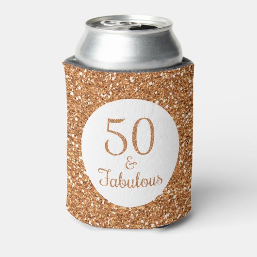 50 & Fabulous Verjaardag Sparkly Gouden Glitter Blikjeskoeler (Blikje Achterkant)