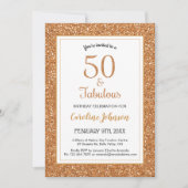 50 & Fabulous Verjaardag Sparkly Gouden Glitter Kaart (Voorkant)