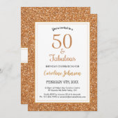 50 & Fabulous Verjaardag Sparkly Gouden Glitter Kaart (Voorkant / Achterkant)