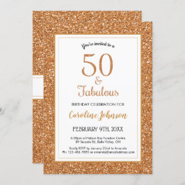 50 & Fabulous Verjaardag Sparkly Gouden Glitter Kaart