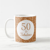 50 & Fabulous Verjaardag Sparkly Gouden Glitter Koffiemok (Links)