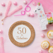 50 & Fabulous Verjaardag Sparkly Gouden Glitter Papieren Bordje (Feest)