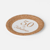 50 & Fabulous Verjaardag Sparkly Gouden Glitter Papieren Bordje (Gekanteld)