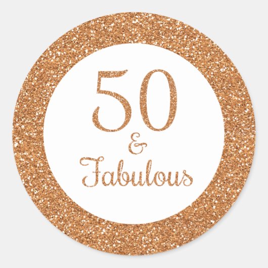 50 & Fabulous Verjaardag Sparkly Gouden Glitter Ronde Sticker (Voorkant)
