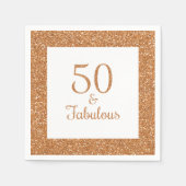 50 & Fabulous Verjaardag Sparkly Gouden Glitter Servet (Voorkant)