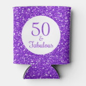 50 & Fabulous Verjaardag Sparkly Paarse Glitter Blikjeskoeler (Voorkant)