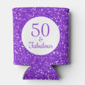 50 & Fabulous Verjaardag Sparkly Paarse Glitter Blikjeskoeler (Achterkant)
