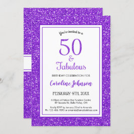 50 & Fabulous Verjaardag Sparkly Paarse Glitter Kaart