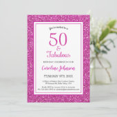 50 & Fabulous Verjaardag Sparkly Roze Glitter Kaart (Staand voorkant)