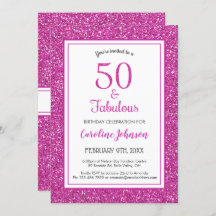 50 & Fabulous Verjaardag Sparkly Roze Glitter