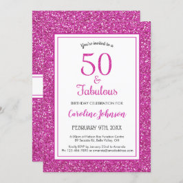 50 & Fabulous Verjaardag Sparkly Roze Glitter Kaart