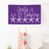 50 & Fabulous Verjaardag Zeester Patroon Paarse Spandoek (Insitu)