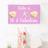 50 & Fabulous Verjaardag Zeester Roze Gouden Ballo Spandoek (Insitu)