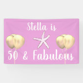 50 & Fabulous Verjaardag Zeester Roze Gouden Ballo Spandoek (Horizontaal)