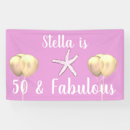 50 & Fabulous Verjaardag Zeester Roze Gouden Ballo Spandoek