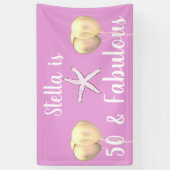 50 & Fabulous Verjaardag Zeester Roze Gouden Ballo Spandoek (Verticaal)