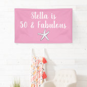 50 & Fabulous Verjaardag Zeester Roze Wit Cool Spandoek (Insitu)