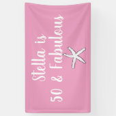 50 & Fabulous Verjaardag Zeester Roze Wit Cool Spandoek (Verticaal)