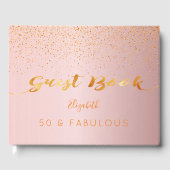 50 Fabulous verjaardagsbruin roze confetti Gastenboek (Voorkant)