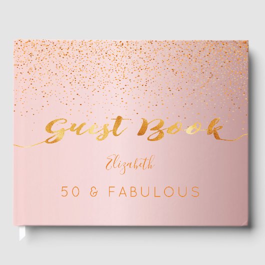 50 Fabulous verjaardagsbruin roze confetti Gastenboek (Voorkant)