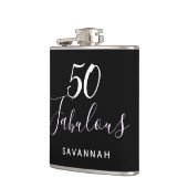 50 Fabulous verjaardagscatroon zwart, wit letterty Heupfles (Links)