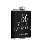 50 Fabulous verjaardagscatroon zwart, wit letterty Heupfles (Rechts)