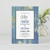 50 & FABULOUS Verjaardagsfeest Blues Foto Kaart (Staand voorkant)