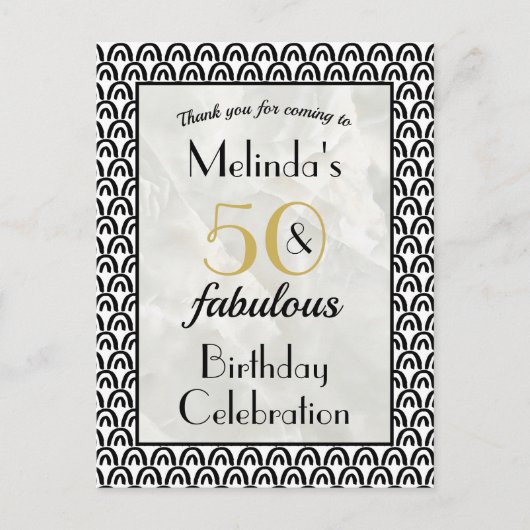 50 & Fabulous Verjaardagsfeest Dank Je Briefkaart (Voorkant)