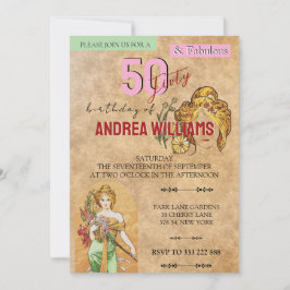 50 Fabulous, Verjaardagsfeest, Kunst, Lente Godin Kaart