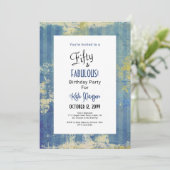 50 & FABULOUS verjaardagsfeestje blues met foto Kaart (Staand voorkant)