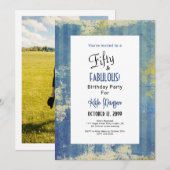 50 & FABULOUS verjaardagsfeestje blues met foto Kaart (Voorkant / Achterkant)