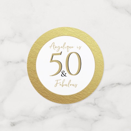 50 & Fabulous Verjaardagsfeestje Decor Gouden blad Confetti (Kleine voorkant)