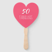 50 & Fabulous Verjaardagspartij Hart Gevormde Fans Handwaaier (Voorkant)