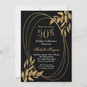 50 & Fabulous Verjaardagsviering Gouden Glitter Kaart (Achterkant)