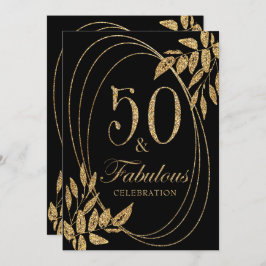 50 & Fabulous Verjaardagsviering Gouden Glitter Kaart