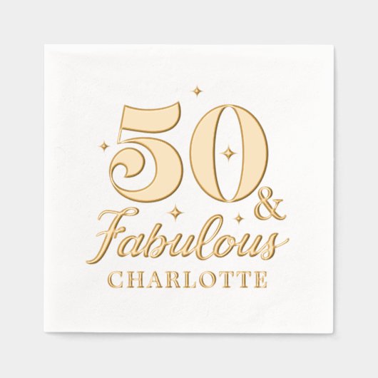 50 & Fabulous Vijftigste Verjaardag gepersonalisee Folie Servetten (Voorkant)