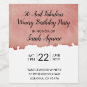 50 & Fabulous Wijnmakerij Verjaardagsfeestuitnodig Wijn Etiket (Enkel label)
