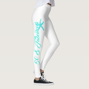 50 & Fabulous Wit Blauwgroen Blauw Aqua Starfish C Leggings