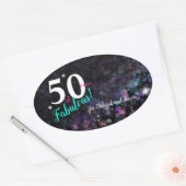 50 Fabulous Years, kleurrijke glitter achtergrond Ovale Sticker (Envelop)
