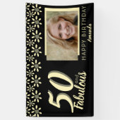 50 & Fabulous Yellow Daisy Flower Waterverf Foto Spandoek (Verticaal)