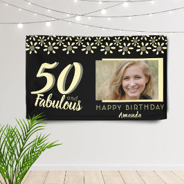 50 & Fabulous Yellow Daisy Flower Waterverf Foto Spandoek