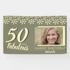 50 & Fabulous Yellow Daisy Flower Waterverf Foto Spandoek