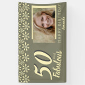 50 & Fabulous Yellow Daisy Flower Waterverf Foto Spandoek (Verticaal)