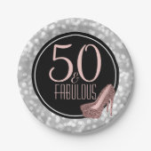 50 & Fabulous | Zilverroze 50e verjaardag Papieren Bordje (Voorkant)