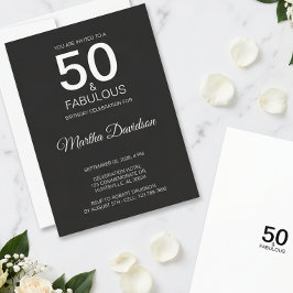 50 & Fabulous Zwart Ellegant Uitnodiging