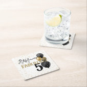 50 & Fabulous Zwart Goud Glam Papier Onderzetter (Insitu)